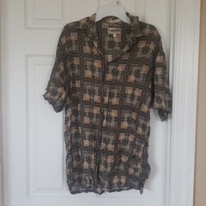 Geometric print button down shirt